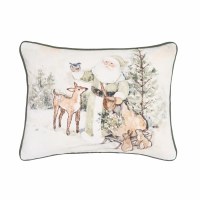 14" x 18" Santa in the Forest Green Decorative Christmas Pillow