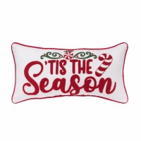 10" x 20" "Tis The Season" Red and White Decorative Christmas Pillow