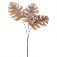 38" Faux Brown Foam Monstera Leaf Spray