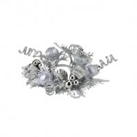 3" Opening Silver Ornaments, Gift Box and Faux Holly Candle Ring
