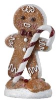 8" Polyresin Gingerbread Man Holding a Candy Cane Figurine