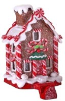 7" Gingerbread House With a Chimney Stocking Holder