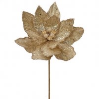 24" Faux Champagne and Gold Poinsettia Stem