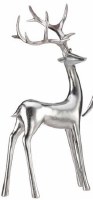 17" Silver Polyresin Reindeer With Both Legs Down Statue