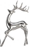 17" Silver Polyresin Reindeer With One Leg Up Statue