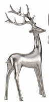 13" Silver Polyresin Reindeer With Both Legs Down Figurine