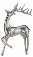 13" Silver Polyresin Reindeer With One Leg Up Figurine