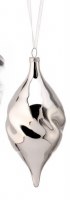 5" Silver Twist Glass Diamond Shape Ornament