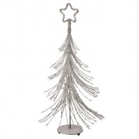 20" Silver Beaded Star Christmas Tree Statue