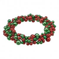 5" Opening Green and Red Beaded Candle Ring