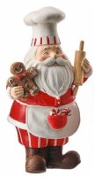 10" Red and White Polyresin Santa Holding a Gingerbread Cookie Figurine