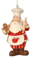 5" Red and White Polyresin Santa Holding a Gingerbread Cookie Ornament