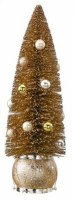 14" Champagne and Silver Christmas Tree on a Drum Statue