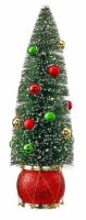 14" Red and Green Christmas Tree on a Drum Statue