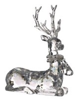 9" Clear Acrylic Reindeer Laying Figurine