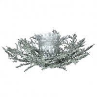 16" Faux Silver Ice Branches and a Glass Hurricane Centerpiece
