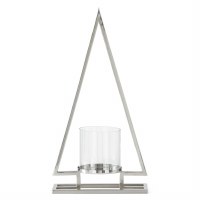 23" Modern Silver Metal Tree With a Glass Hurricane