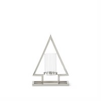 13" Modern Silver Metal Tree With a Glass Hurricane