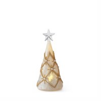 7" LED Gold and Faux Pearls Glass Tree