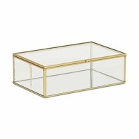 6" x 9" Gold Metal and Glass Decorative Box