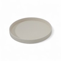 15" Round White Textured Decorative Tray