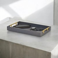 9" x 16" Navy and Gold Scales Decorative Tray