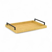 13" x 18" Brown Textured Wicker Decorative Tray