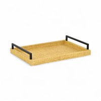 11" x 15" Brown Textured Wicker Decorative Tray
