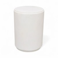 15" Round Distressed White Faux Stone End Table