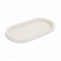 7" x 12" Distressed White Oval Faux Stone Decorative Tray