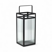 20" Black Metal and Glass Lantern