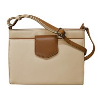 7" x 9" Stone and Antique Saddle Pointed Tab Crossbody Organizer