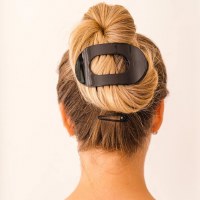 Large Black Flat Round Hair Clip