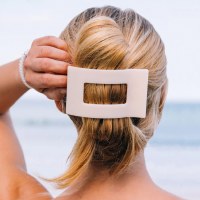 Large Beige Flat Rectangle Hair Clip