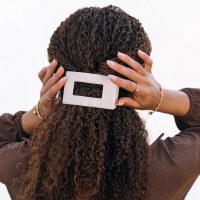 Medium Beige Flat Rectangle Hair Clip