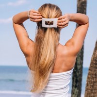 Large White Flat Rectangle Hair Clip