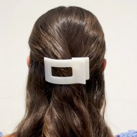 Small White Flat Rectangle Hair Clip