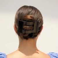 Large Black Flat Rectangle Hair Clip