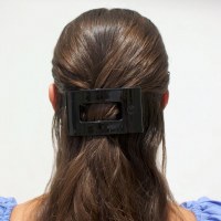 Medium Black Flat Rectangle Hair Clip