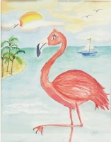 22 x 18" Pink Flamingo Framed Wall Art Under Glass