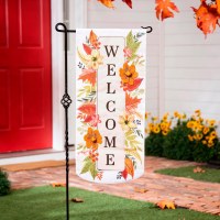 "Welcome" Autumn Floral Extra Long Fall & Thanksgiving Mini Garden Flag