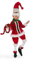 16" Elf Wearing a Red Top Coat Figurine