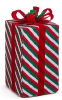 10" Red and Green Stripe Box Statue
