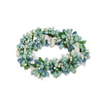 3" Opening Aqua and Blue Beads and Seashells Candle Ring