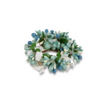 1" Opening Aqua and Blue Beads and Seashells Candle Ring