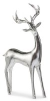 11" Silver Polyresin Reindeer With Both Legs Down Figurine