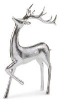 11" Silver Polyresin Reindeer With One Leg Up Figurine