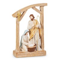 12" Multipastel Polyresin Holy Family Under an Arch Figurine