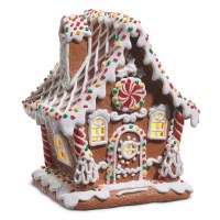 7" LED Multicolor Gingerbread House Figurine