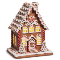 9" LED Multicolor Gingerbread House Figurine